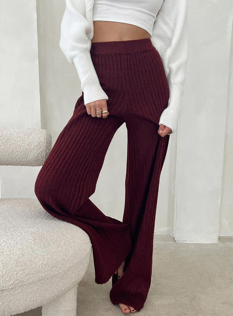 product Princess Polly High Waisted Pants High Waisted Pants High Waisted Pants High Waisted Pants  Montana Knit Pants Maroon
