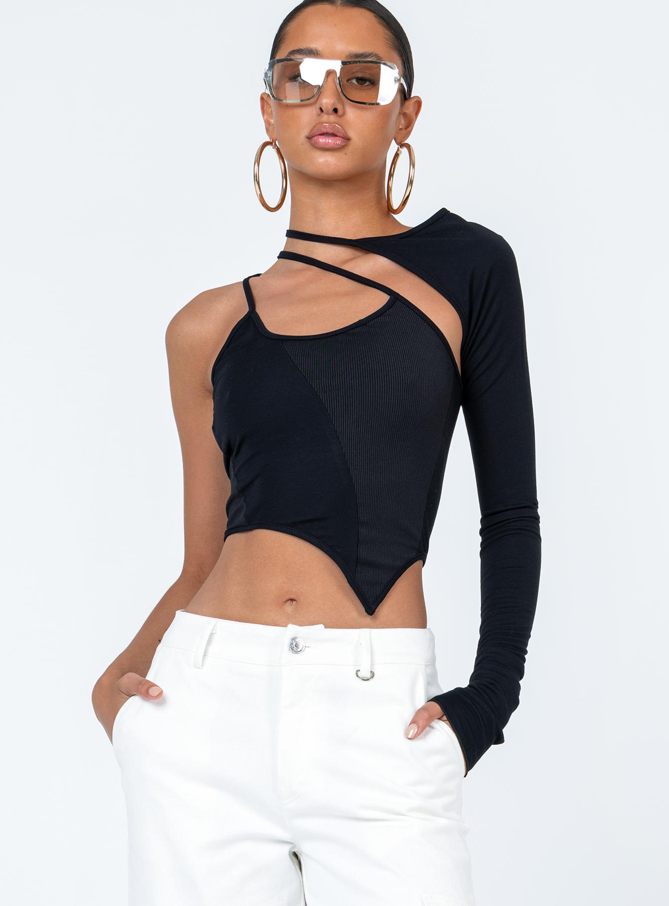 product Princess Polly Sleeveless High Neck  Ashbury Long Sleeve Top Black