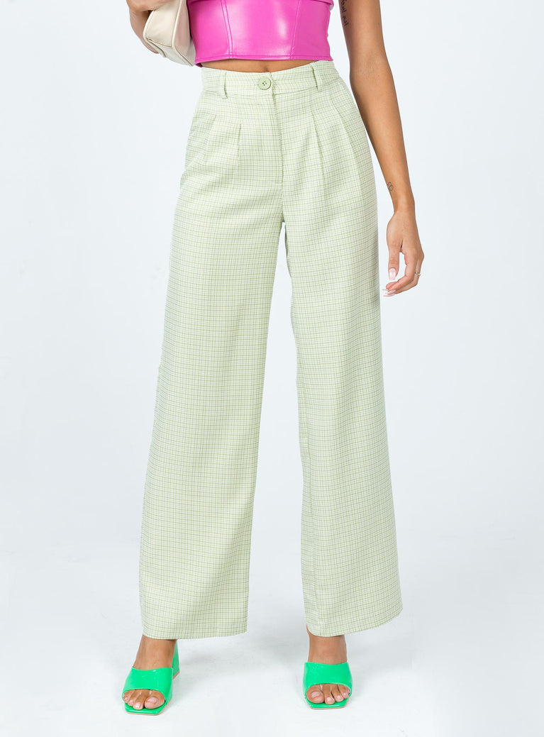 Princess Polly   Archer Pants Green Check