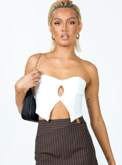 front view of model wearing Princess Polly Amaia Top White 