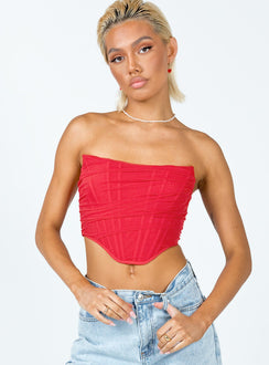 front view of model wearing Princess Polly Avery Bustier Red 