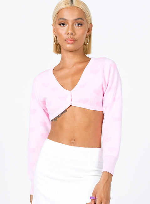Love Galore Cropped Cardigan Pink Cropped 