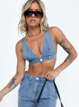 product Princess Polly Sleeveless Square Neck  Paige Top Blue Denim