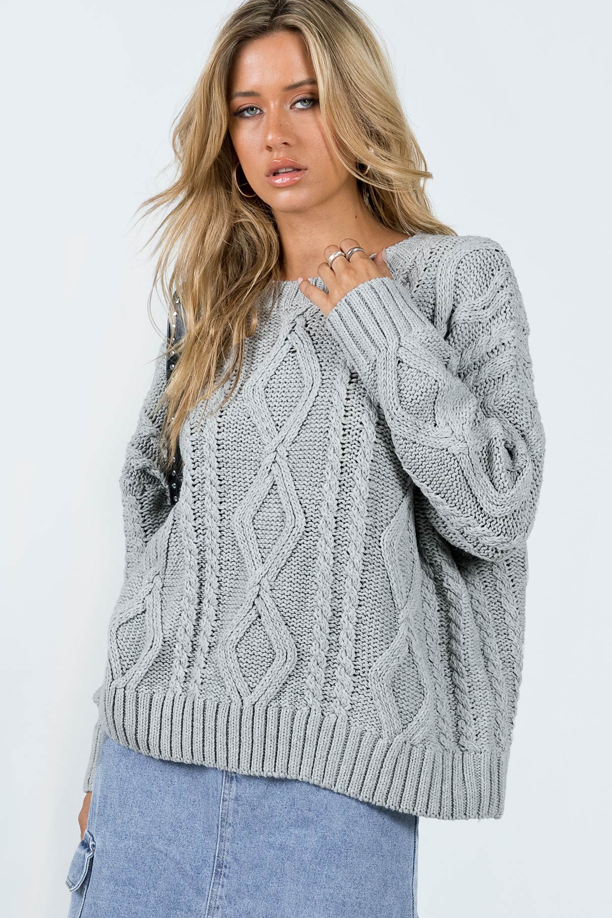 product Anaya Oversized Sweater Grey Princess Polly  