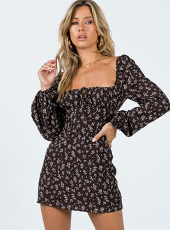 product Princess Polly Crew Neck  Lyndon Long Sleeve Mini Dress Brown