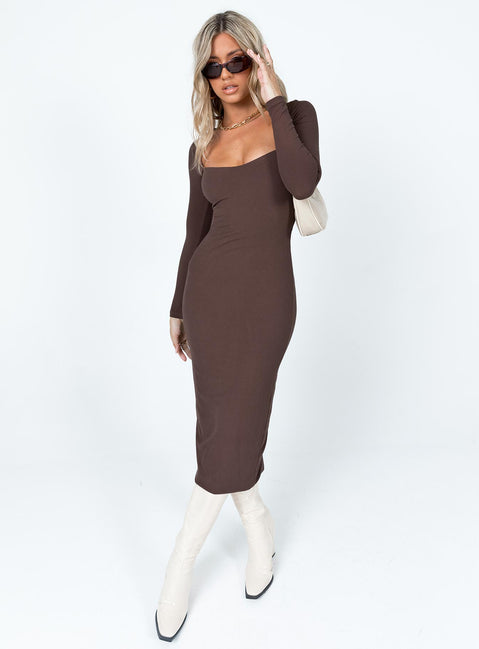 product Princess Polly High Neck  Nolan Midi Dress Brown