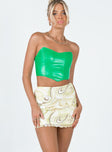   front view of model wearing Princess Polly Ringo Mini Skirt Yellow 