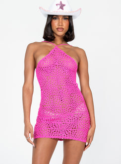 front view of model wearing Princess Polly Chyarna Mini Dress Pink 
