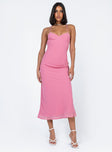 front view of model wearing Princess Polly Trudy Maxi Dress Pink Sweetheart Neckline 