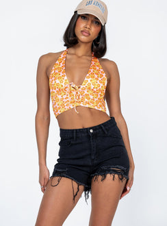 Black denim shorts High waisted  Zip & button fastening  Belt looped waist  Classic five pocket design  Distressed rips  Frayed hem 