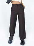 front view of model wearing Princess Polly Karcher Pants Brown 