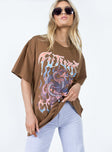 product Princess Polly Full Sleeves Square Neck  Future Classic Oversized Tee Brown