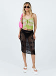 Front view of model wearing  front Nickson Midi Skirt Black Princess Polly  