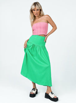   front view of model wearing Princess Polly Carol Maxi Skirt Green 