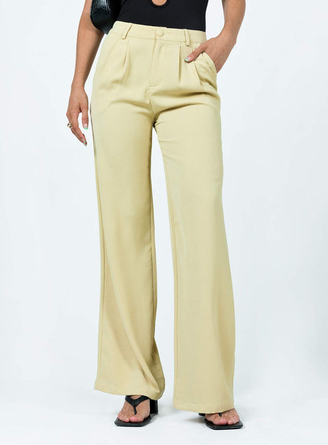 front view of model wearing Princess Polly Vania Pants Green 