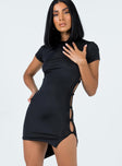 front view of model wearing Princess Polly Brentwood Mini Dress Black 