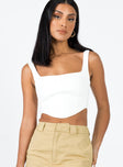 Front view of model wearing  front Princess Polly Sleeveless Square Neck  Carinna Top White