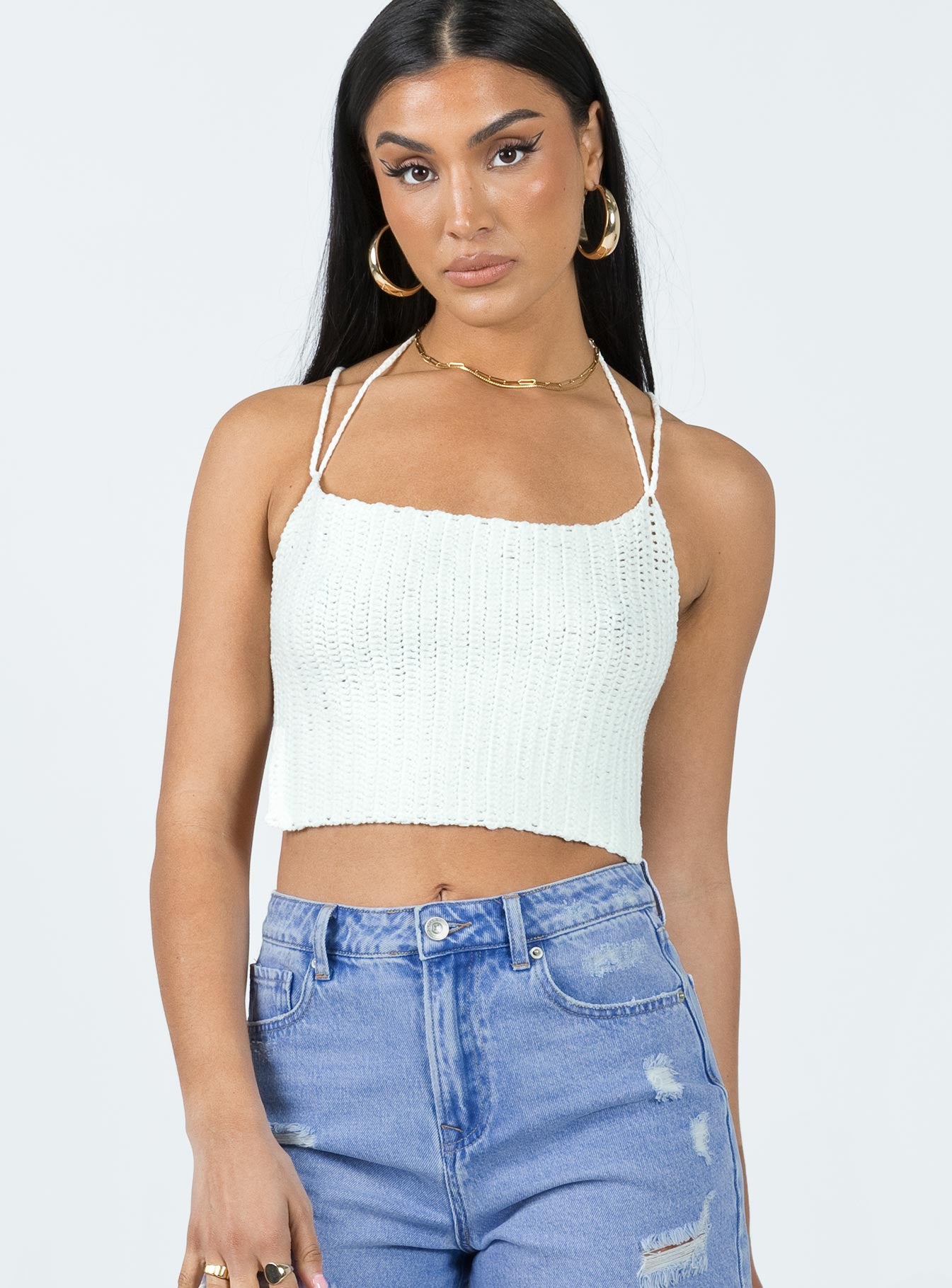 product Princess Polly Sleeveless High Neck  Remiah Top White