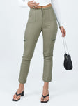 product Princess Polly High Waisted Pants High Waisted Pants High Waisted Pants  In Line Straight Leg Cargo Pants Green