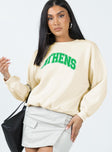 Athens Sweatshirt Cream Princess Polly  regular 