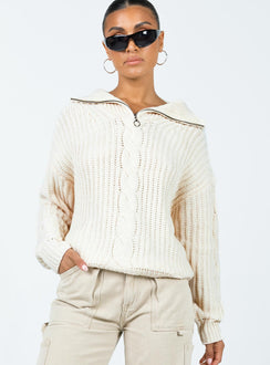 Siya Knit Sweater Beige Princess Polly  regular 