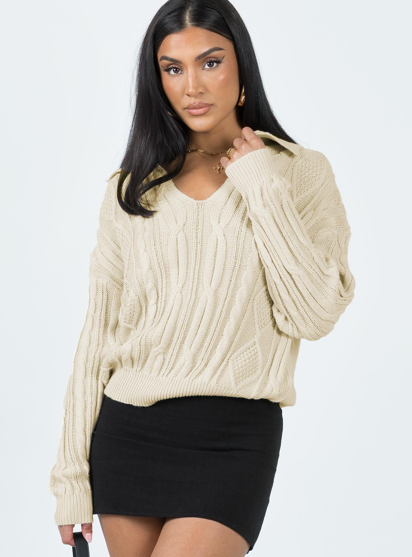 Symons Sweater Cream Princess Polly  long 