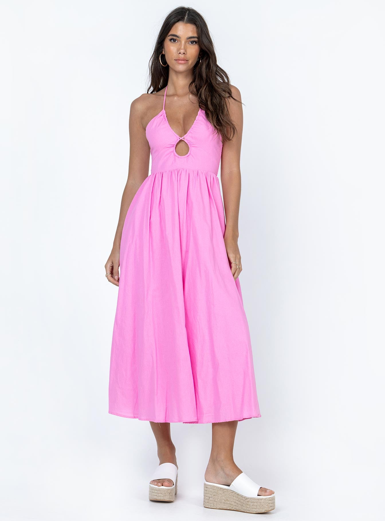 product Princess Polly Crew Neck  Nardin Midi Dress Pink