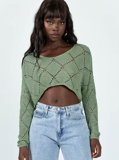 Otto Sweater Khaki Princess Polly  Cropped 