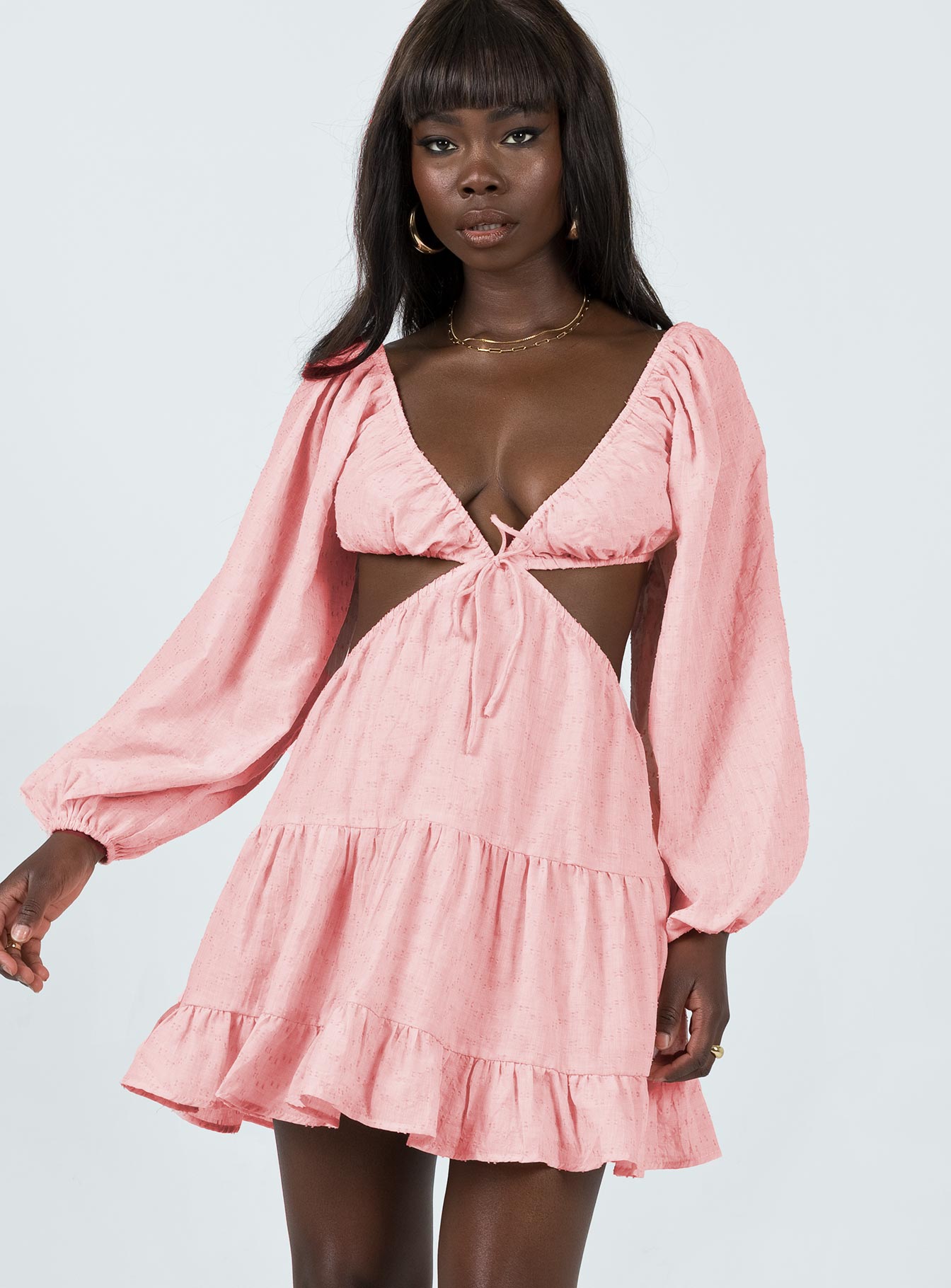 product Princess Polly Scoop Neck  Liloh Long Sleeve Mini Dress Pink