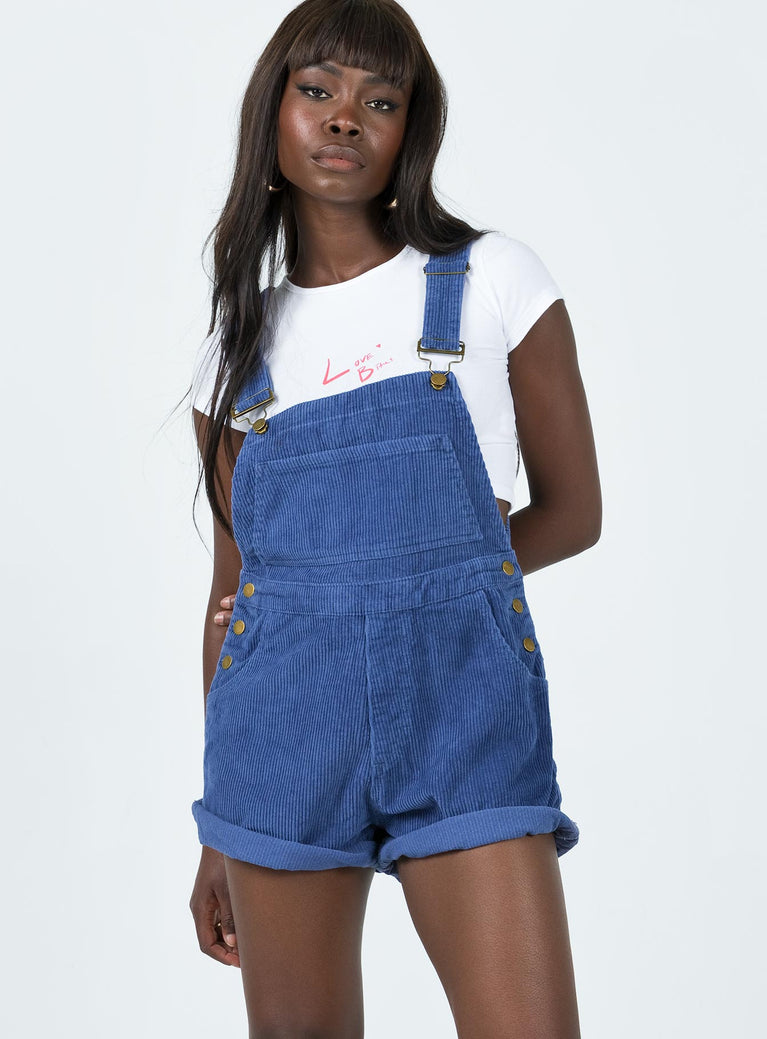 Overalls Corduroy material Adjustable buckle straps Button fastening at sides Large chest pocket Classic four pockets  Gold-toned hardware  Fixed rolled hem