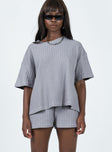 Matching set Oversized tee  Drop shoulder  High waisted shorts  Elasticated waistband  Good stretch 