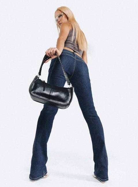 product Princess Polly High Waisted  Rourke Low Waist Jeans Dark Wash Denim