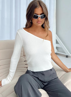 product Princess Polly Sleeveless Asymmetric Neckline  Kandora One Shoulder Top Ivory