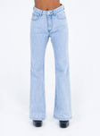 Princess Polly Mid Rise  Zelkova Flared Jeans Mid Wash Denim