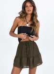 Front view of model wearing  front Wandan Mini Skirt Brown Princess Polly  Mini Skirts 