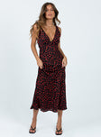 Princess Polly V-Neck  Nellie Maxi Dress Black/Red Floral