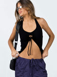 Front view of model wearing  front Princess Polly Sleeveless Scoop Neck  Darra Top Black