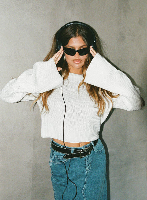 Coastline Cropped Sweater White Princess Polly  Cropped 