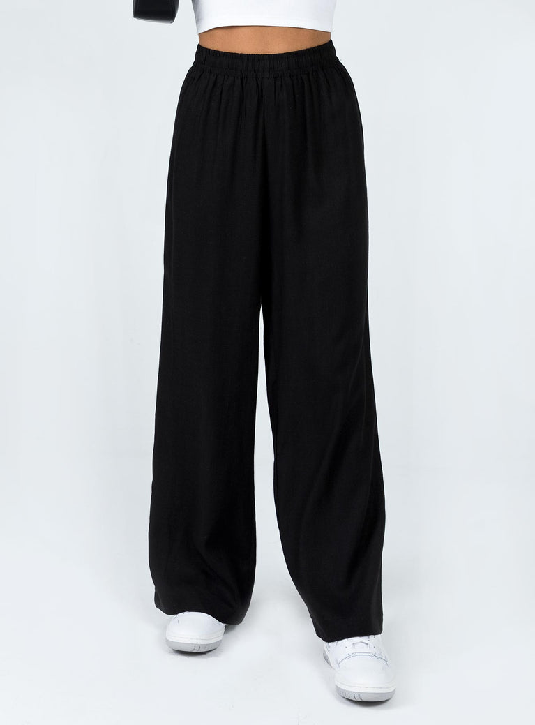 product Princess Polly High Waisted Pants High Waisted Pants High Waisted Pants  Louis Linen Blend Pants Black