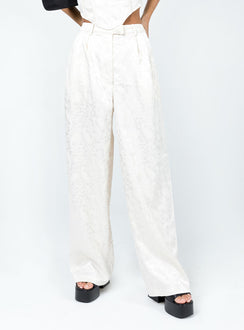 back view of model wearing Princess Polly Amalia Pants Beige Satin 