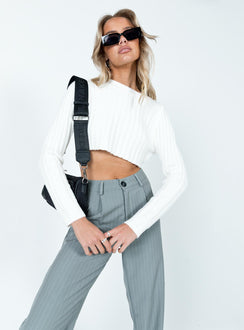 Frankie Cropped Sweater Cream Princess Polly  Cropped 