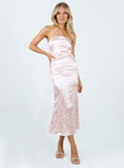 Princess Polly Square Neck  Barnsley Strapless Midi Dress Pink / Floral