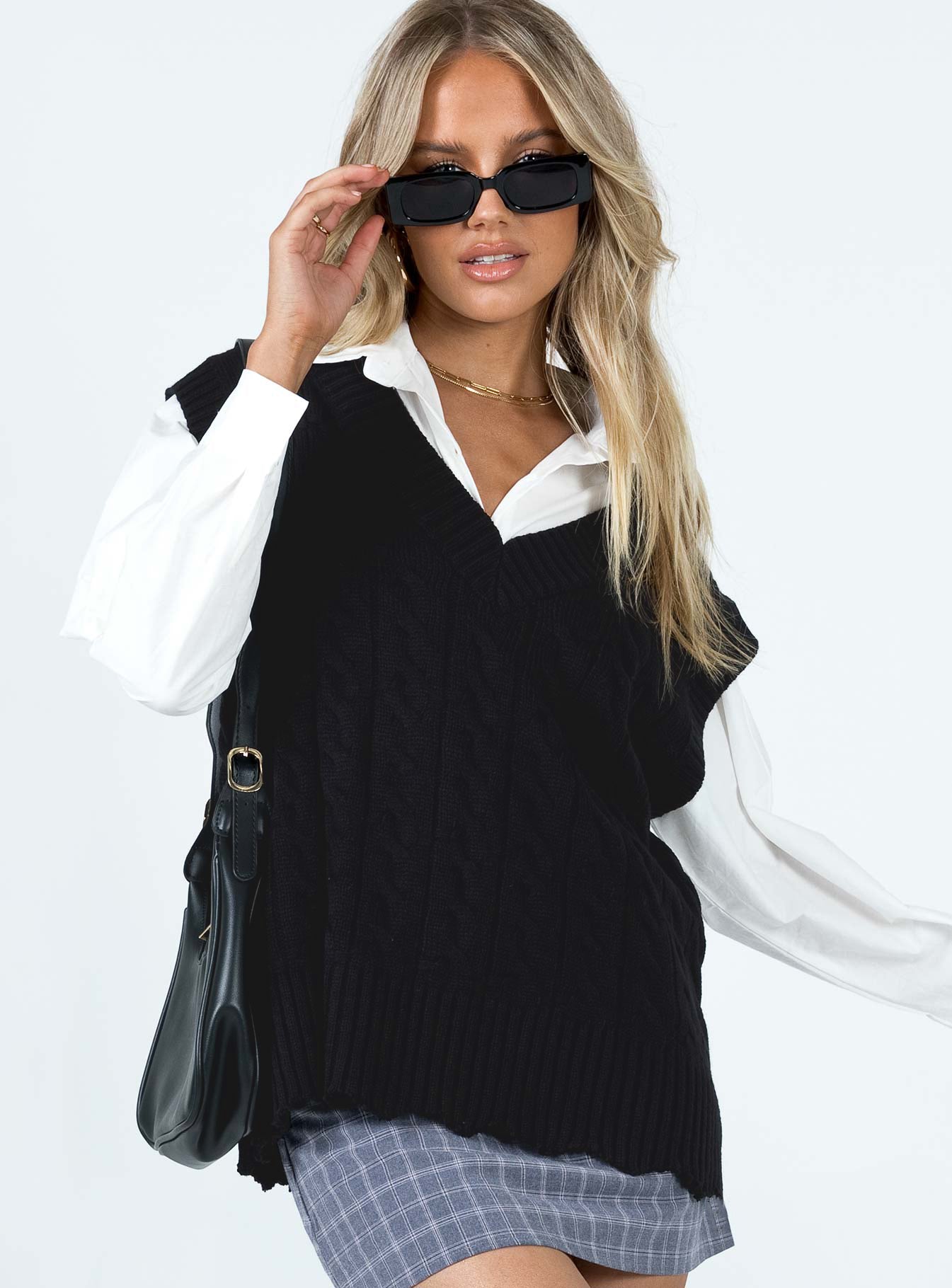 Long black sweater vest on sale womens