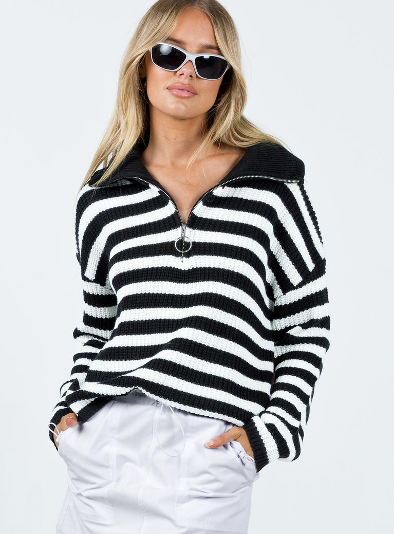 Elowra Sweater Black/White Princess Polly  long 