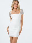 Princess Polly Square Neck  Charvi Lace Mini Dress White