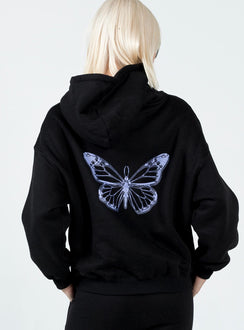 Lilly Butterfly Hoodie Black Princess Polly  regular 