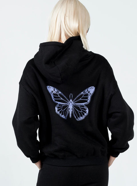 Lilly Butterfly Hoodie Black Princess Polly  regular 