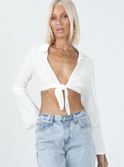 product Princess Polly Full Sleeves Plunger  Venga Long Sleeve Top White