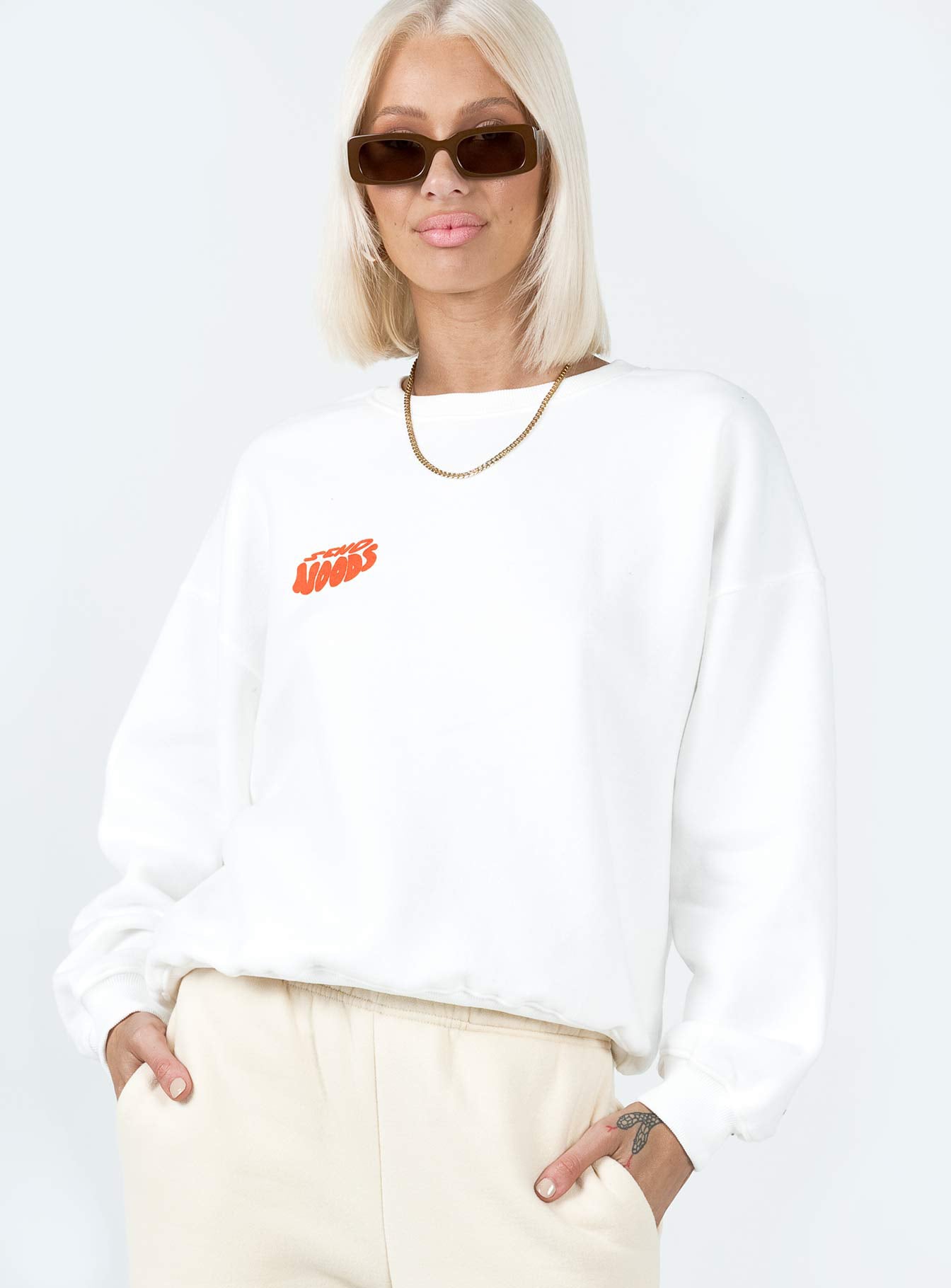 Midnight Noods Sweatshirt White Princess Polly  regular 