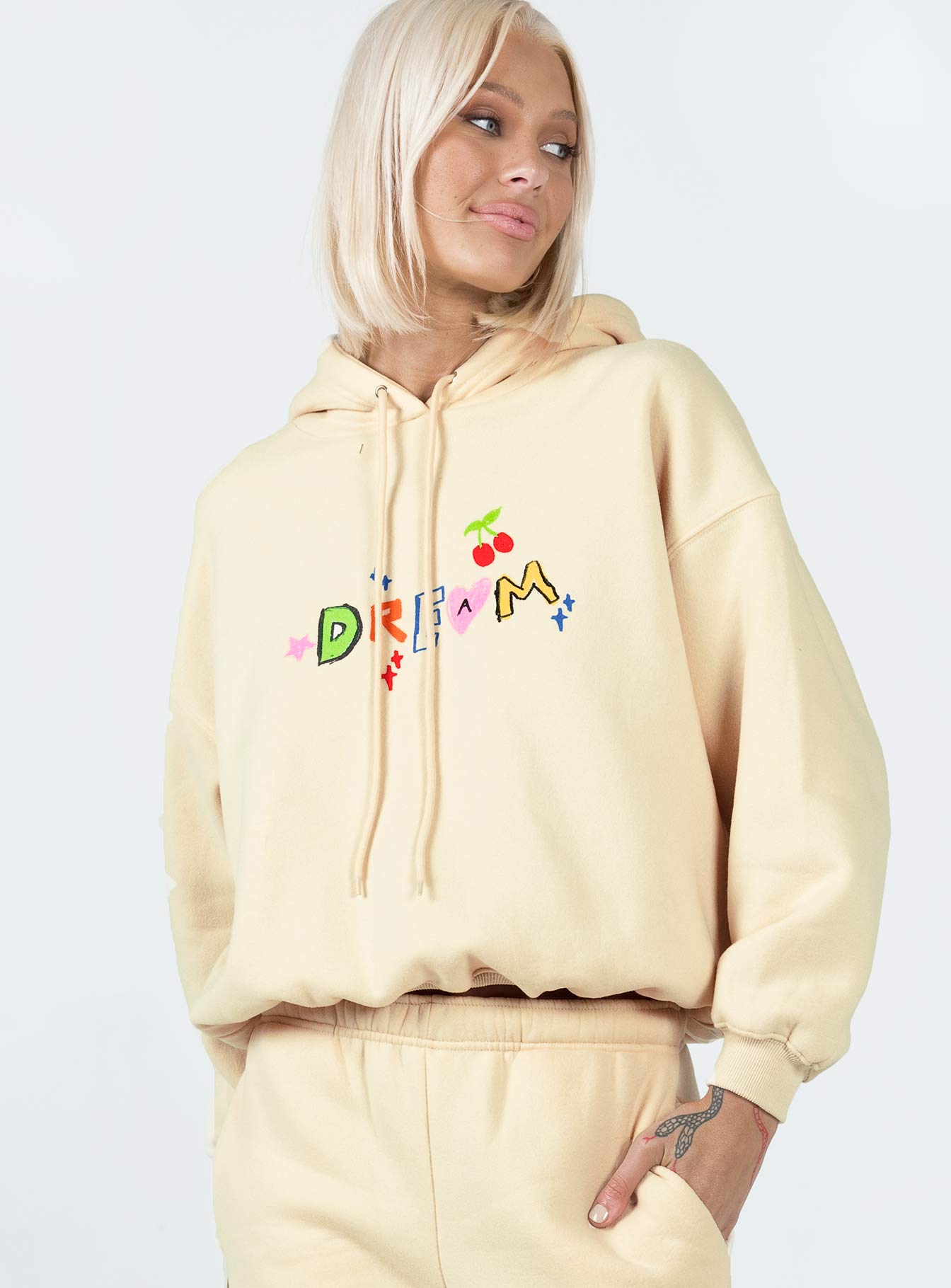 Dream A Little Dream Hoodie Beige Princess Polly  Cropped 